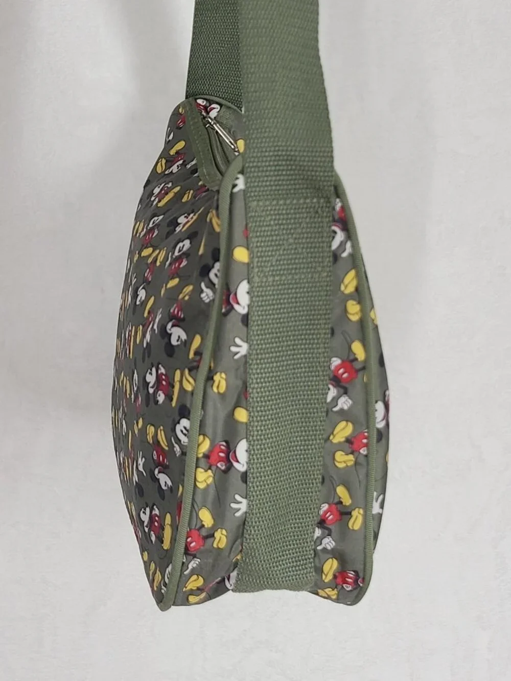 Disney Mickey Mouse Shoulder Bag Olive Green Nylon Ripstop Zip Purse